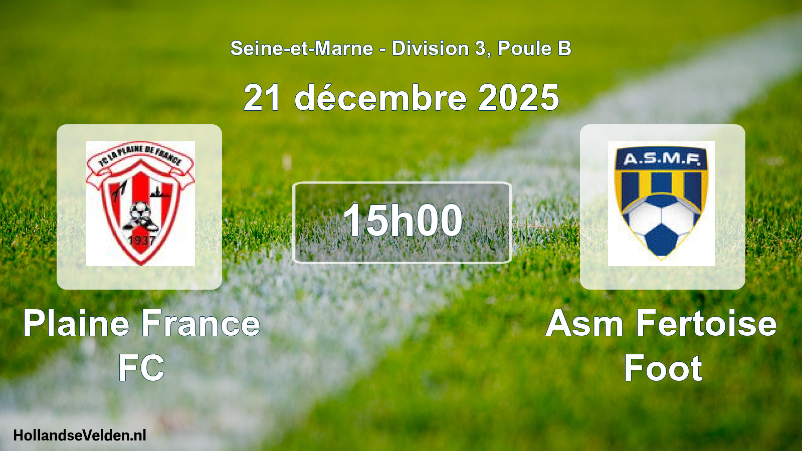 Match programmé: Plaine France FC - Asm Fertoise Foot (21 décembre 2025)