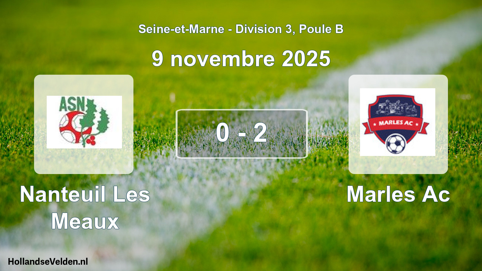 Gespeelde wedstrijd: Nanteuil Les Meaux - Marles Ac 0 - 2 (9 november 2025)