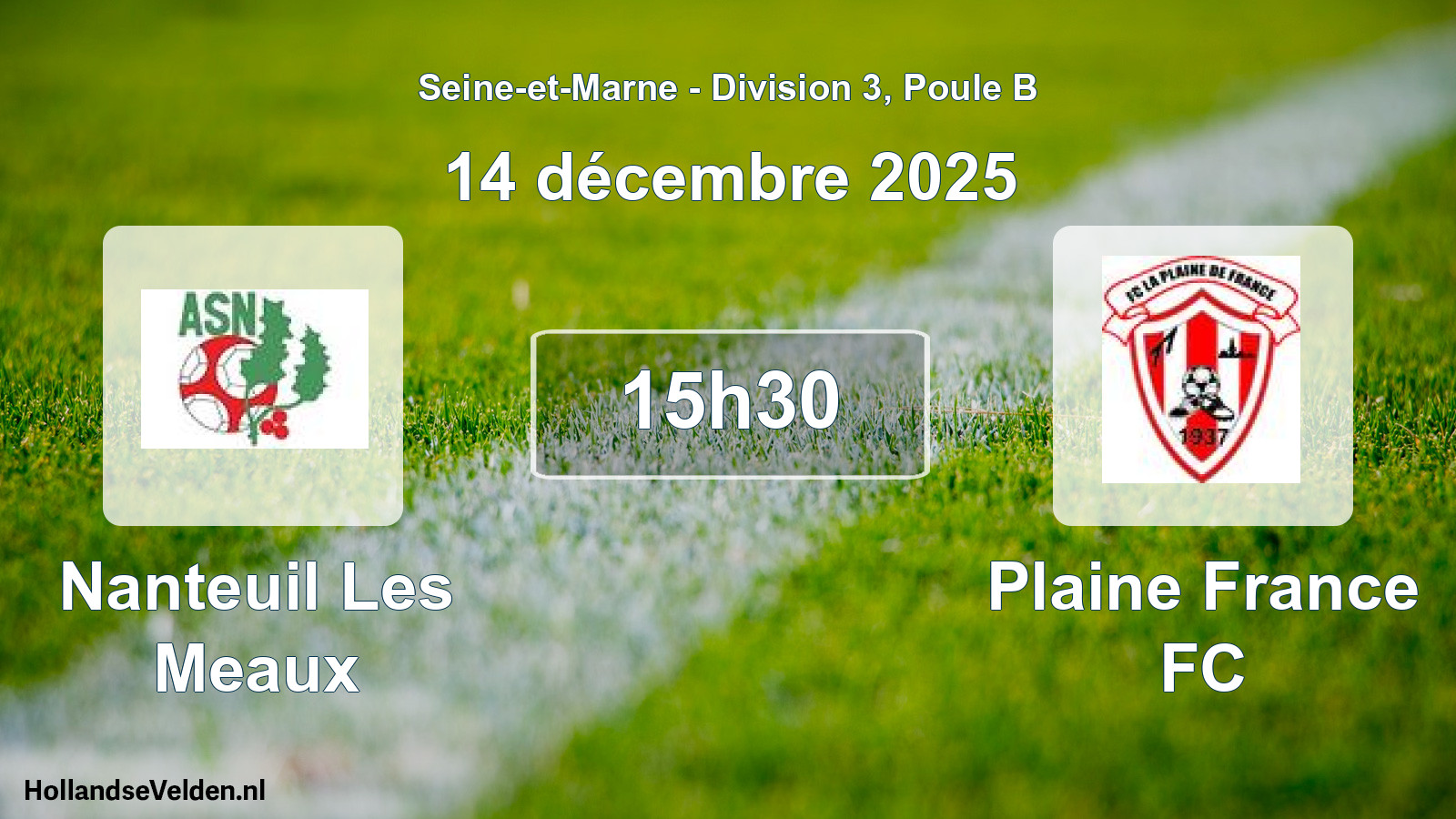 Match programmé: Nanteuil Les Meaux - Plaine France FC (14 décembre 2025)