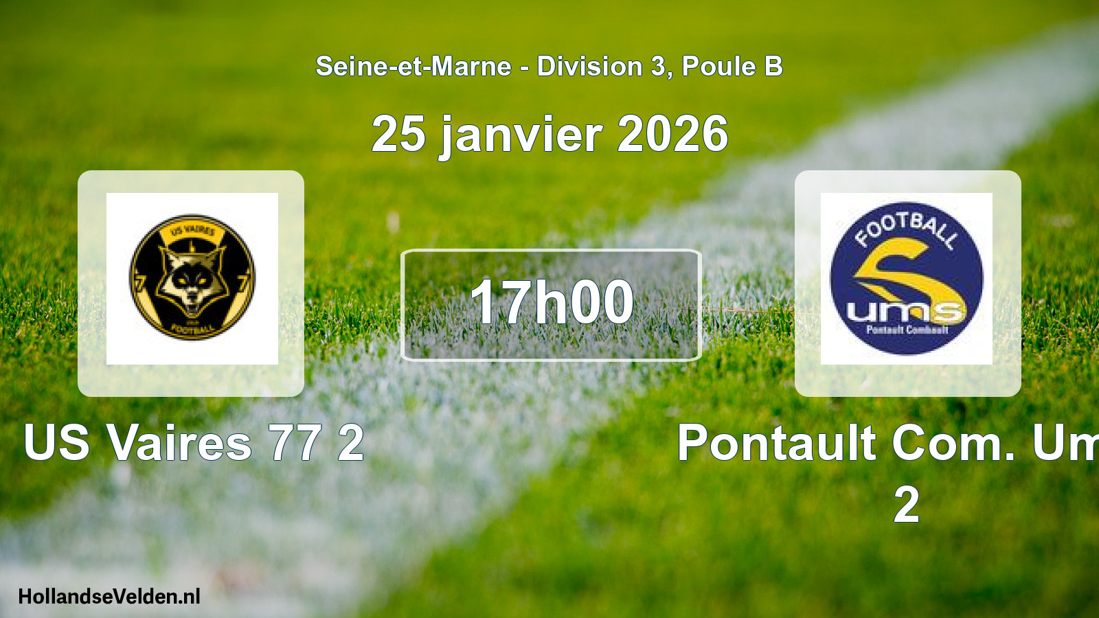 Scheduled Match: US Vaires 77 2 - Pontault Com. Ums 2 (25 January 2026)