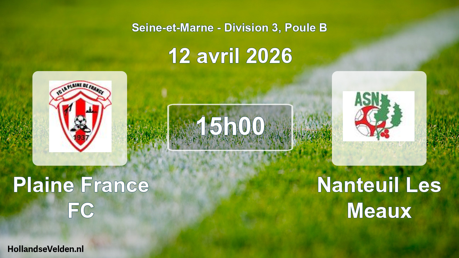 Match programmé: Plaine France FC - Nanteuil Les Meaux (12 avril 2026)