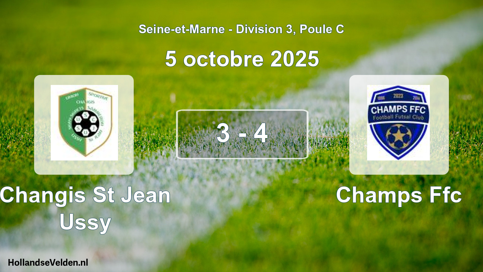 Match joué: Changis St Jean Ussy - Champs Ffc 3 - 4 (5 octobre 2025)