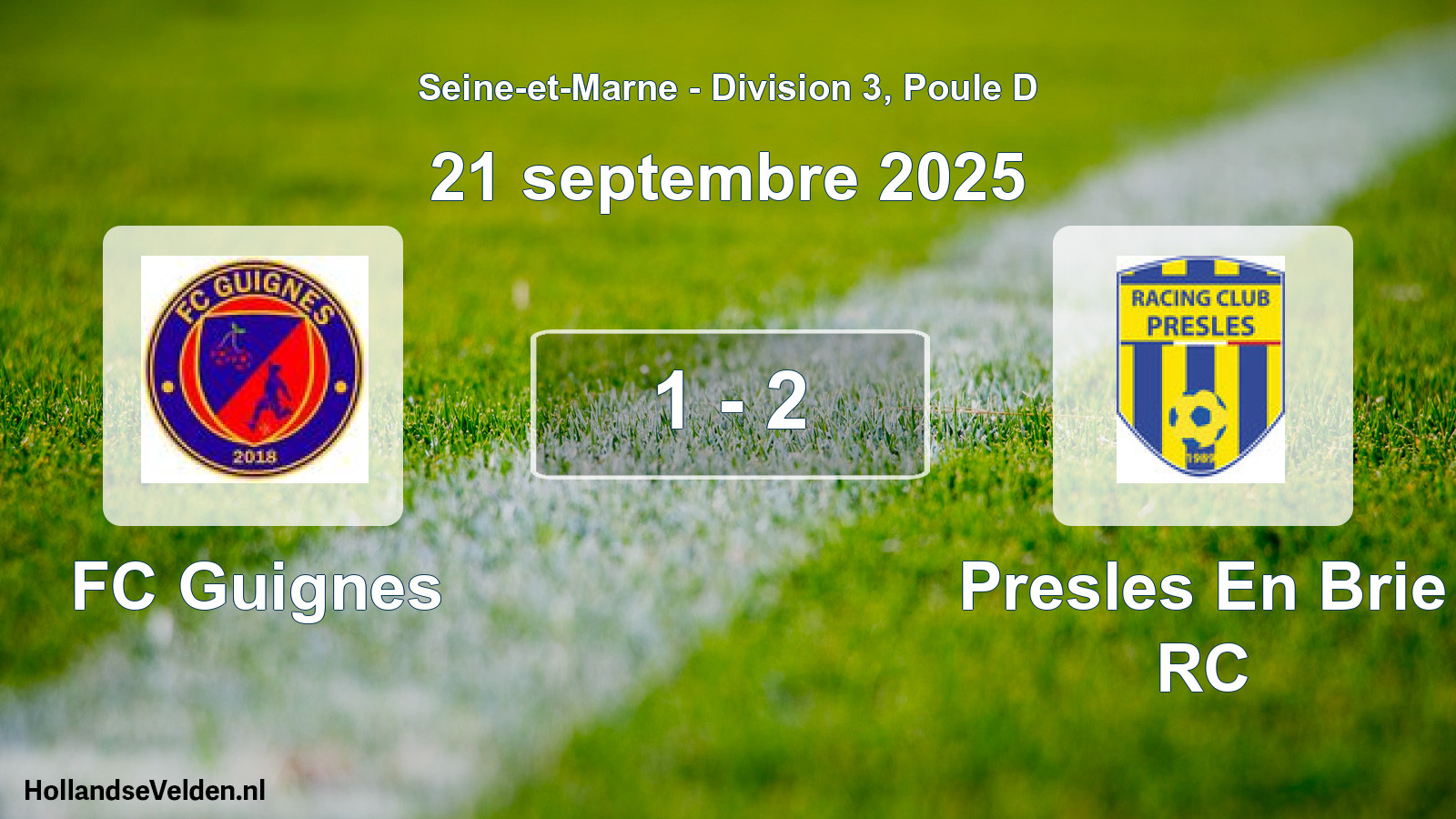 Match joué: FC Guignes - Presles En Brie RC 1 - 2 (21 septembre 2025)