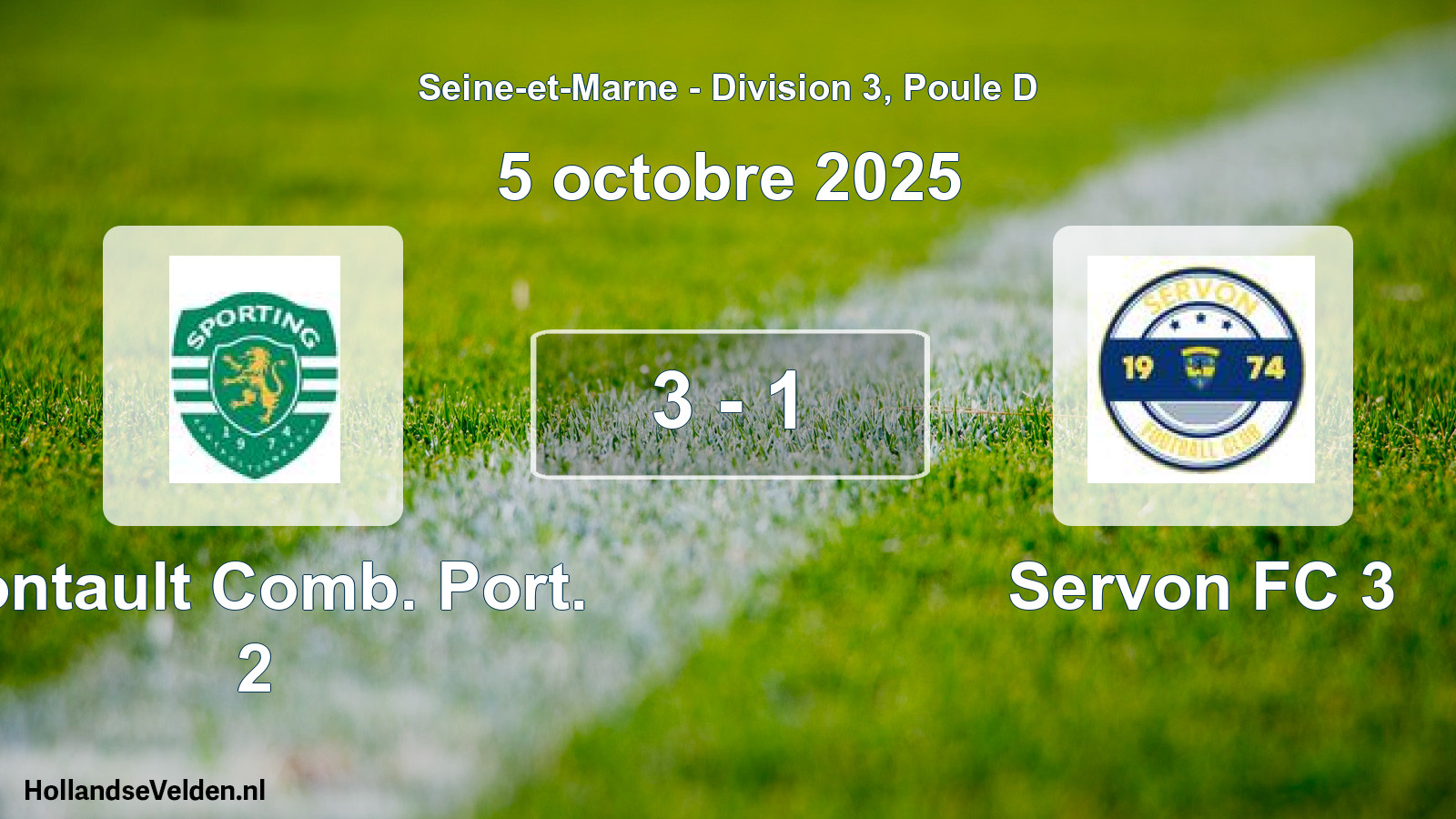 Match joué: Pontault Comb. Port. 2 - Servon FC 3 3 - 1 (5 octobre 2025)