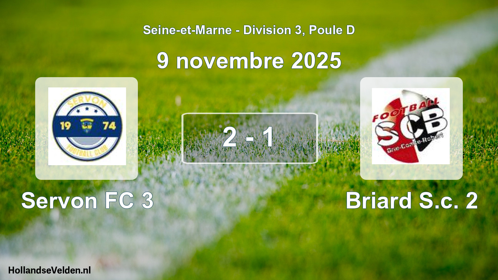 Match joué: Servon FC 3 - Briard S.c. 2 2 - 1 (9 novembre 2025)