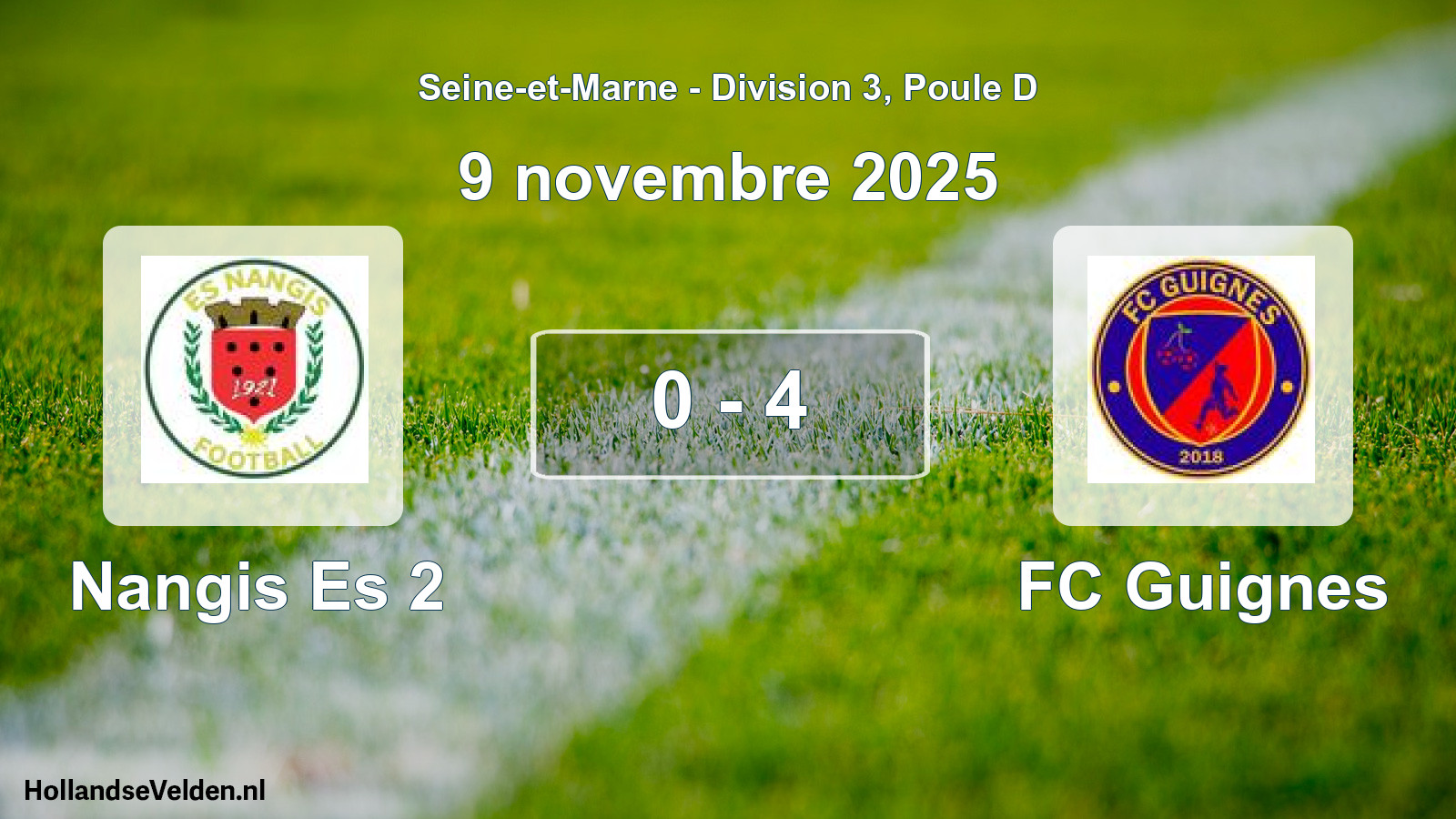 Match joué: Nangis Es 2 - FC Guignes 0 - 4 (9 novembre 2025)