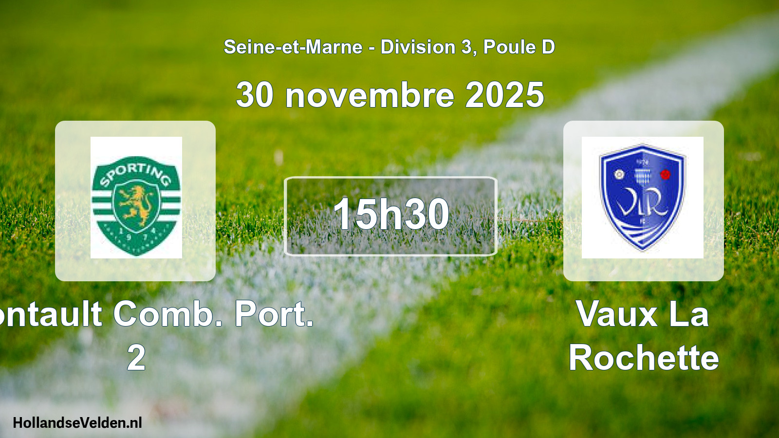 Match programmé: Pontault Comb. Port. 2 - Vaux La Rochette (30 novembre 2025)