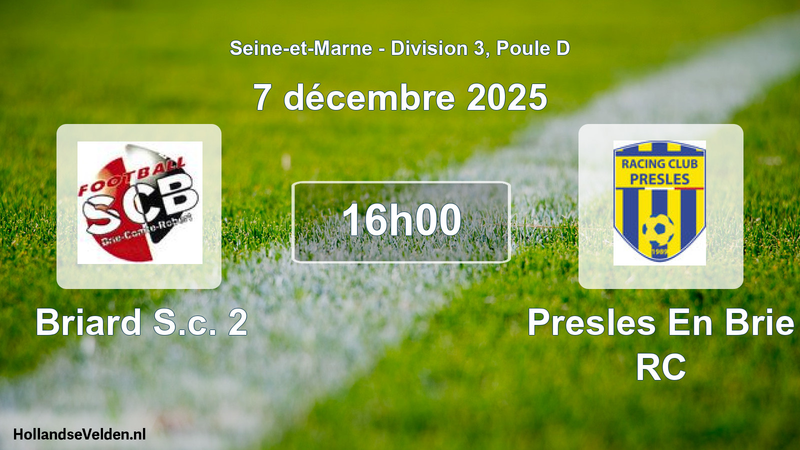 Match programmé: Briard S.c. 2 - Presles En Brie RC (7 décembre 2025)