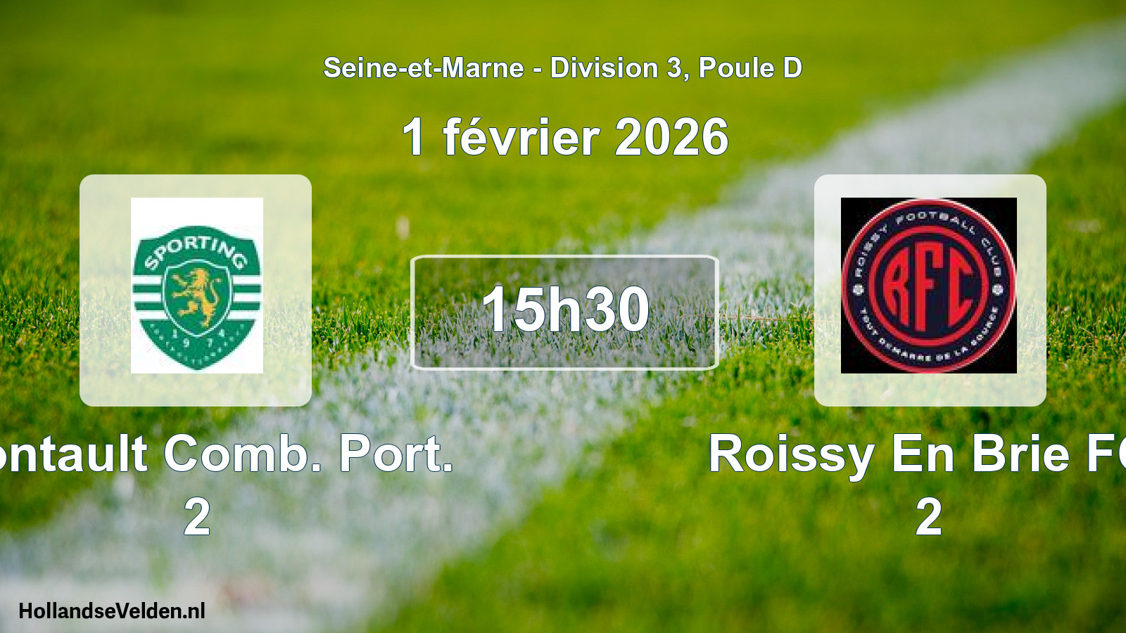 Match programmé: Pontault Comb. Port. 2 - Roissy En Brie FC 2 (1 février 2026)