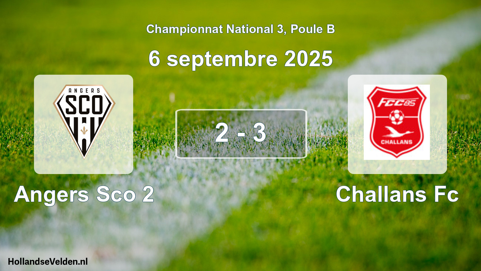 Gespeelde wedstrijd: Angers Sco 2 - Challans Fc 2 - 3 (6 septembre 2025)