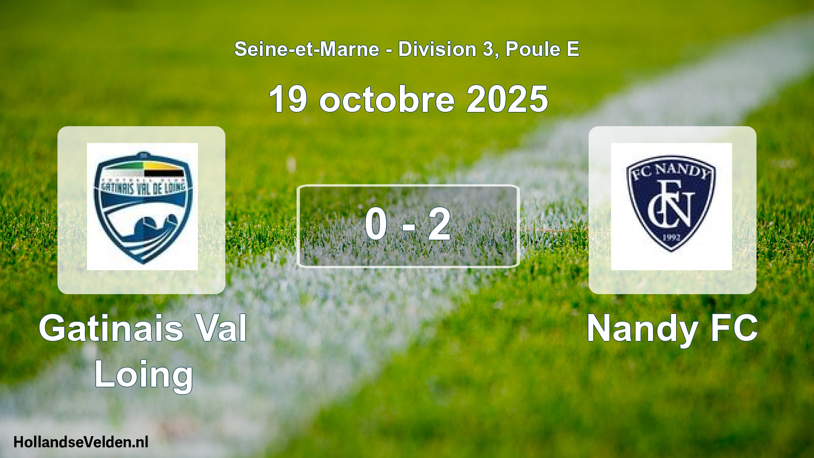 Match joué: Gatinais Val Loing - Nandy FC 0 - 2 (19 octobre 2025)
