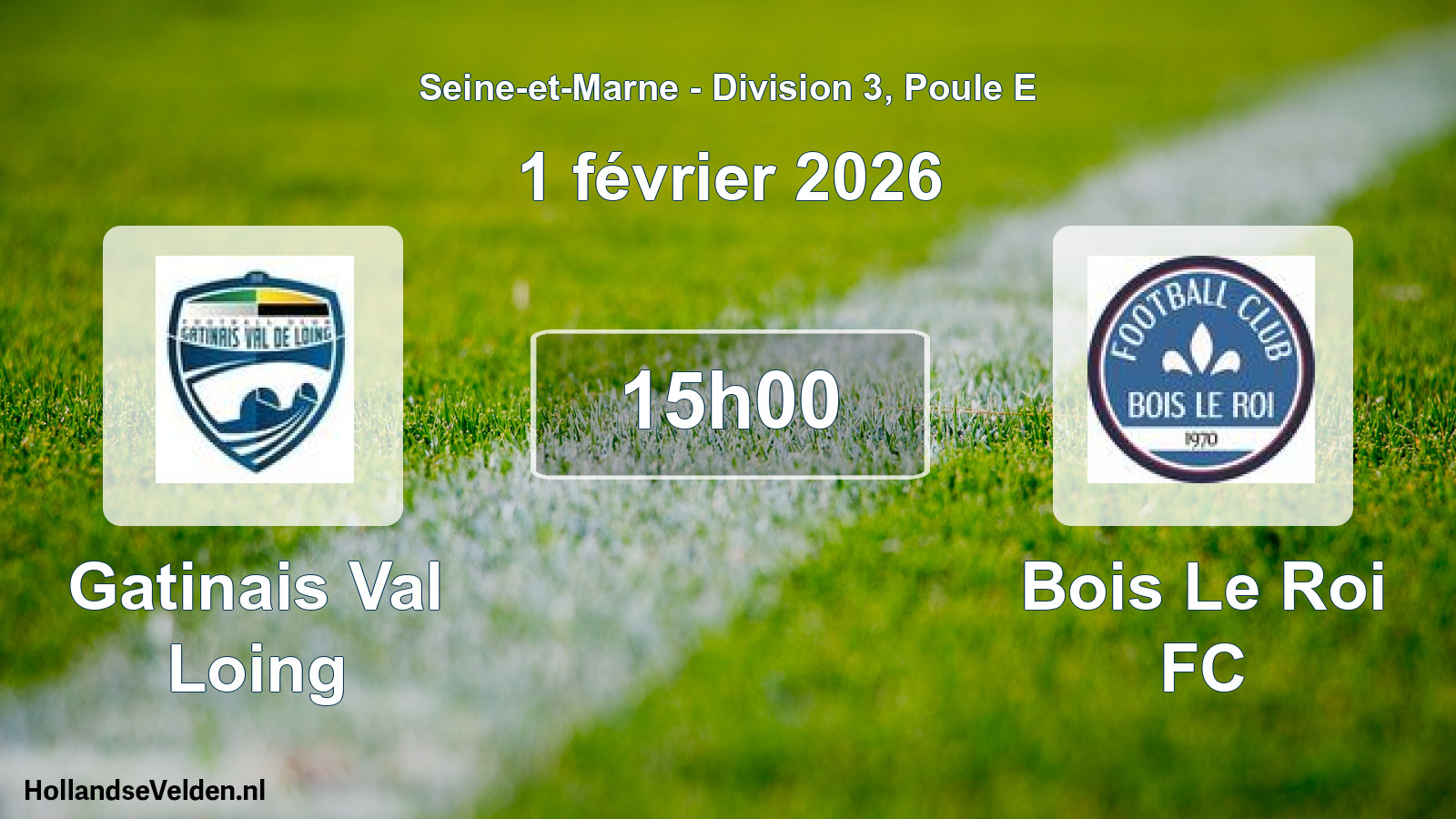 Match programmé: Gatinais Val Loing - Bois Le Roi FC (1 février 2026)