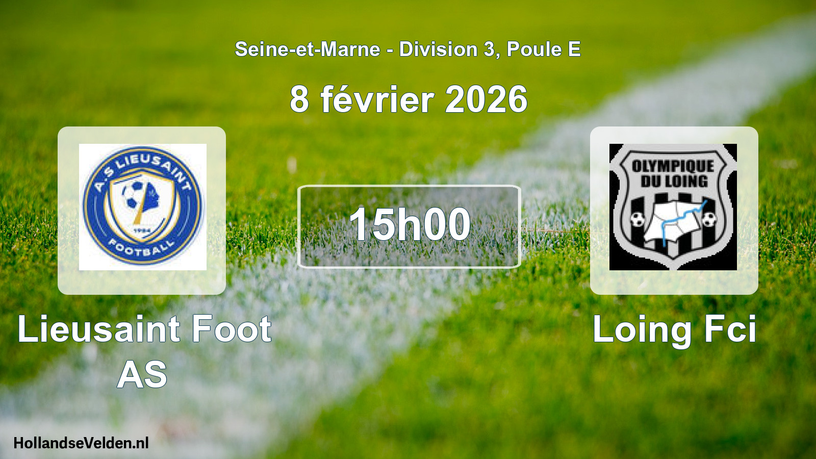 Match programmé: Lieusaint Foot AS - Loing Fci (8 février 2026)