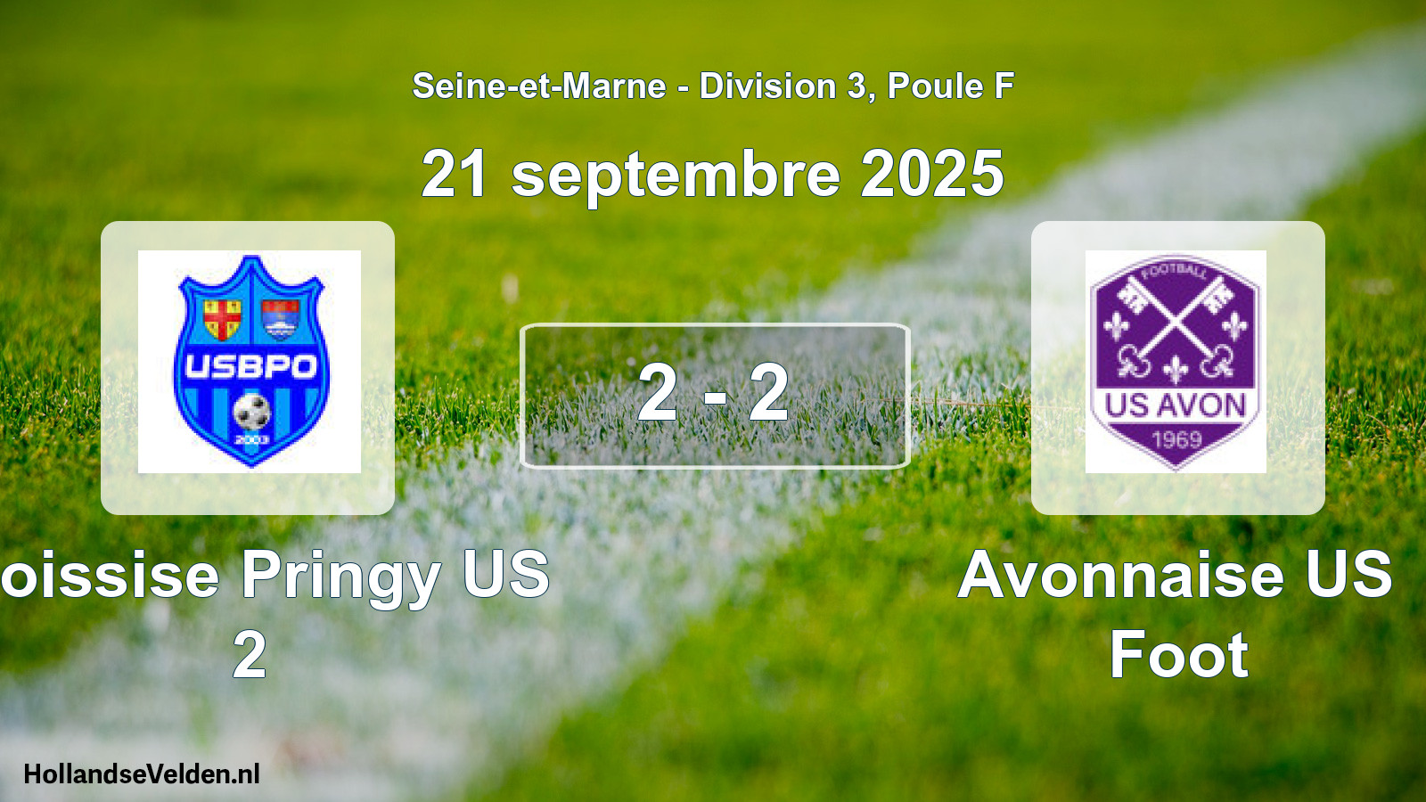 Gespeelde wedstrijd: Boissise Pringy US 2 - Avonnaise US Foot 2 - 2 (21 september 2025)
