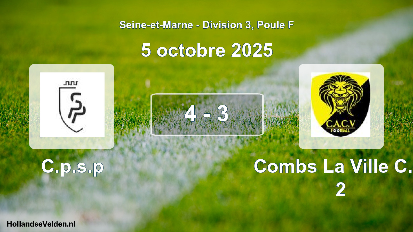 Match joué: C.p.s.p - Combs La Ville C.a. 2 4 - 3 (5 octobre 2025)