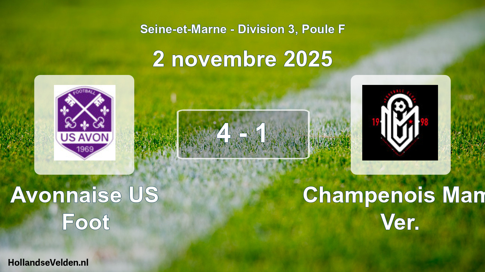 Total number of matches played: Avonnaise US Foot - Champenois Mam. Ver. 4 - 1 (2 November 2025)
