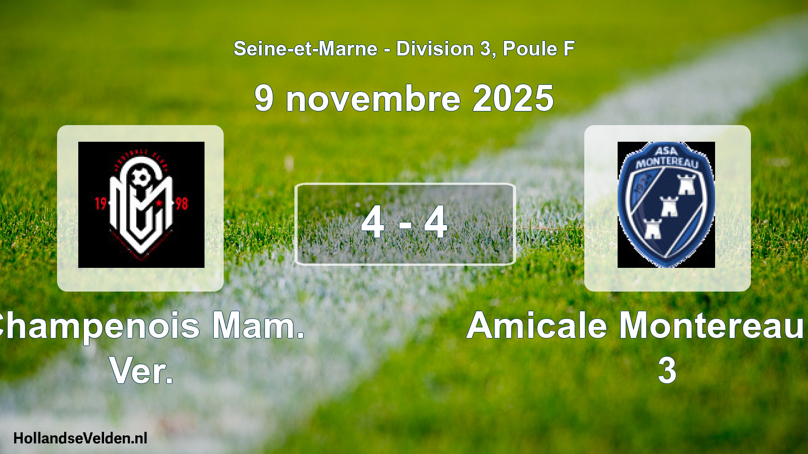 Match joué: Champenois Mam. Ver. - Amicale Montereau AS 3 4 - 4 (9 novembre 2025)