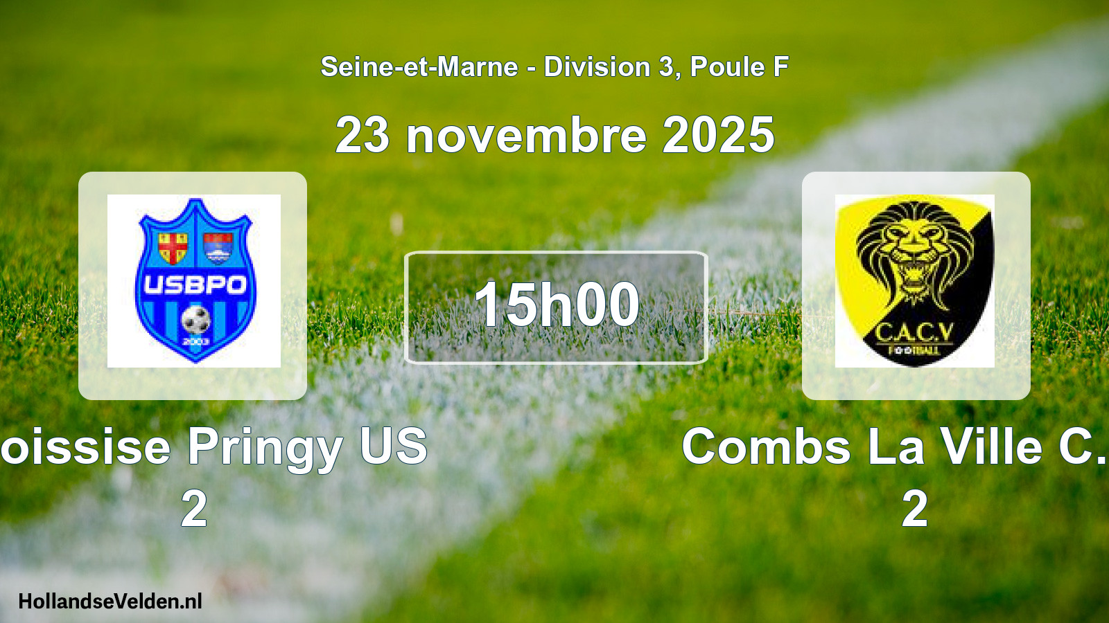 Match programmé: Boissise Pringy US 2 - Combs La Ville C.a. 2 (23 novembre 2025)