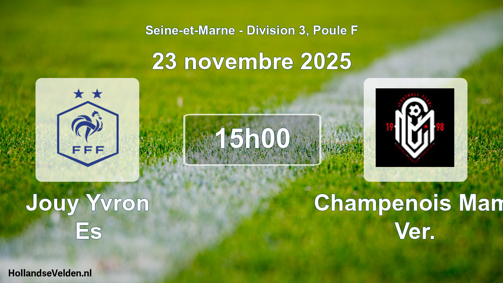 Match programmé: Jouy Yvron Es - Champenois Mam. Ver. (23 novembre 2025)