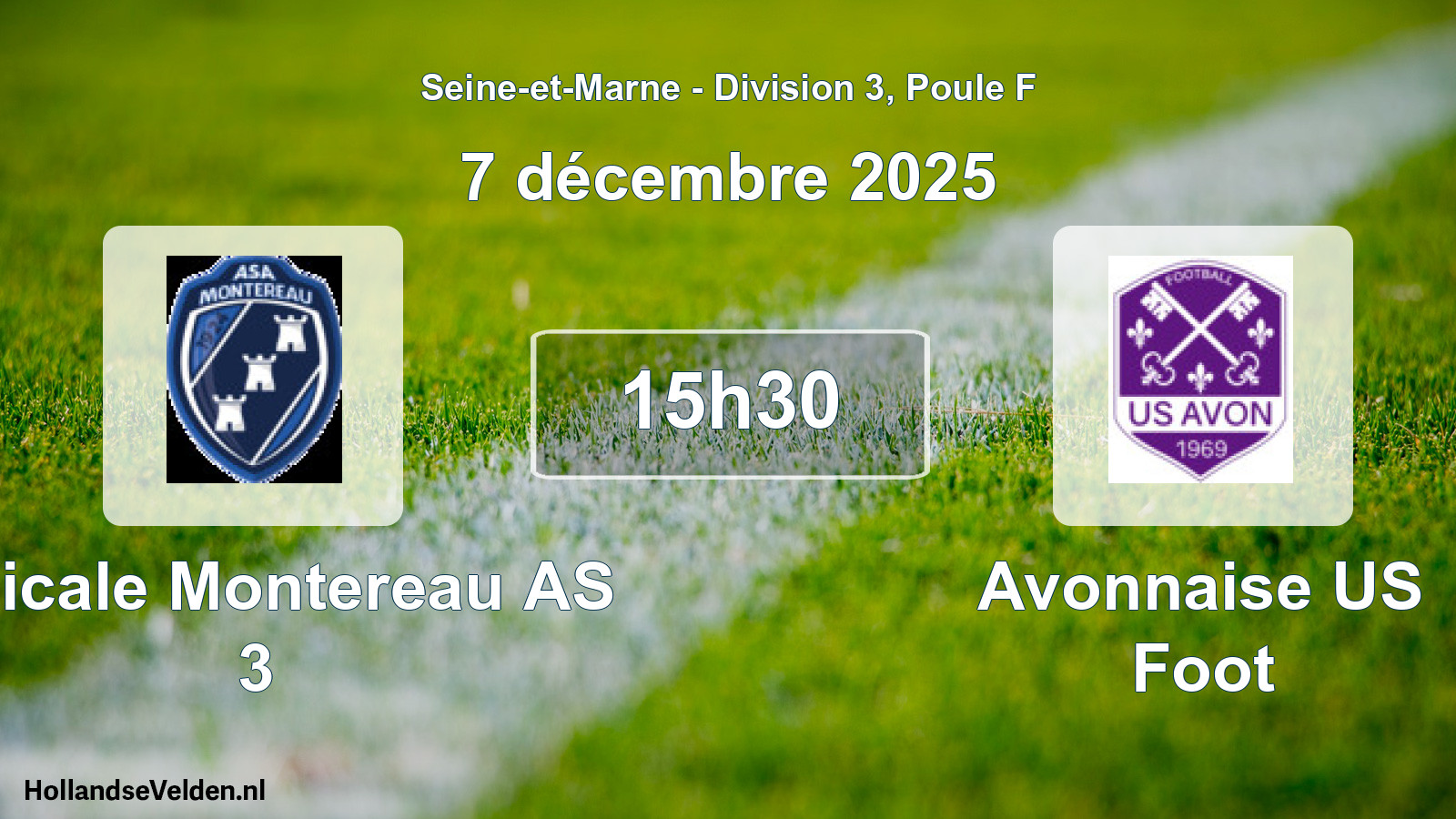 Match programmé: Amicale Montereau AS 3 - Avonnaise US Foot (7 décembre 2025)