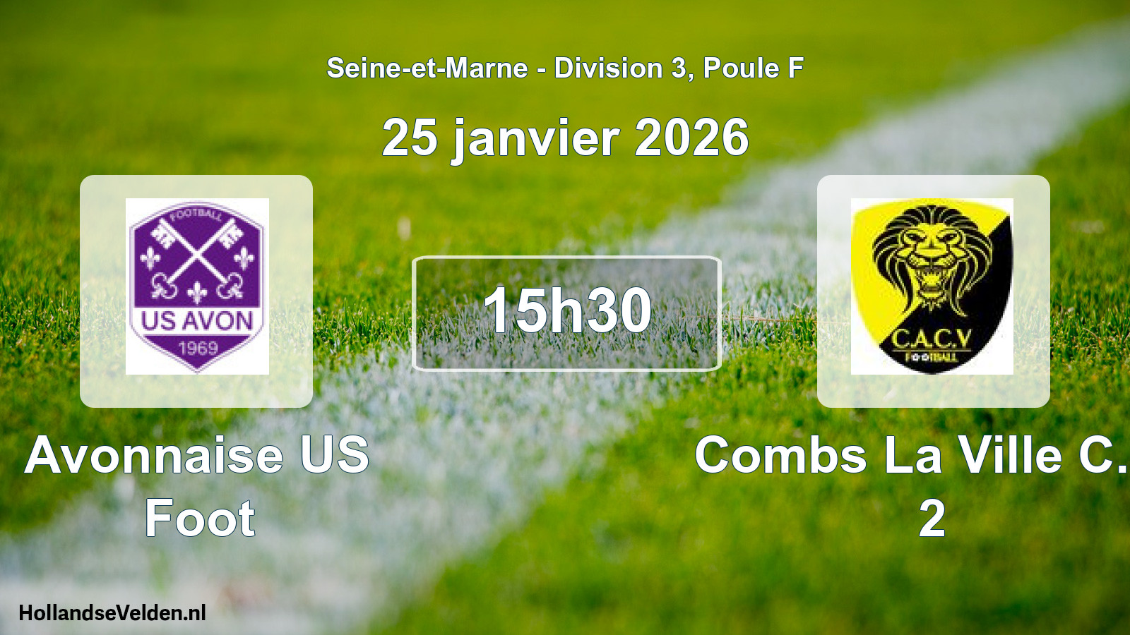Match programmé: Avonnaise US Foot - Combs La Ville C.a. 2 (25 janvier 2026)