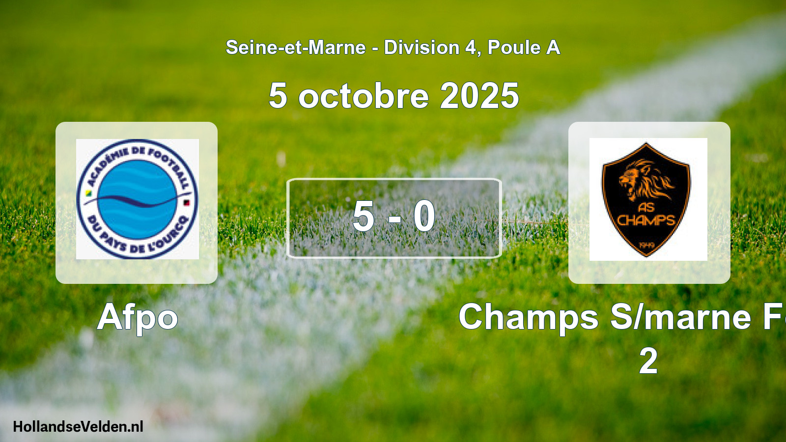 Match joué: Afpo - Champs S/marne Foot 2 5 - 0 (5 octobre 2025)