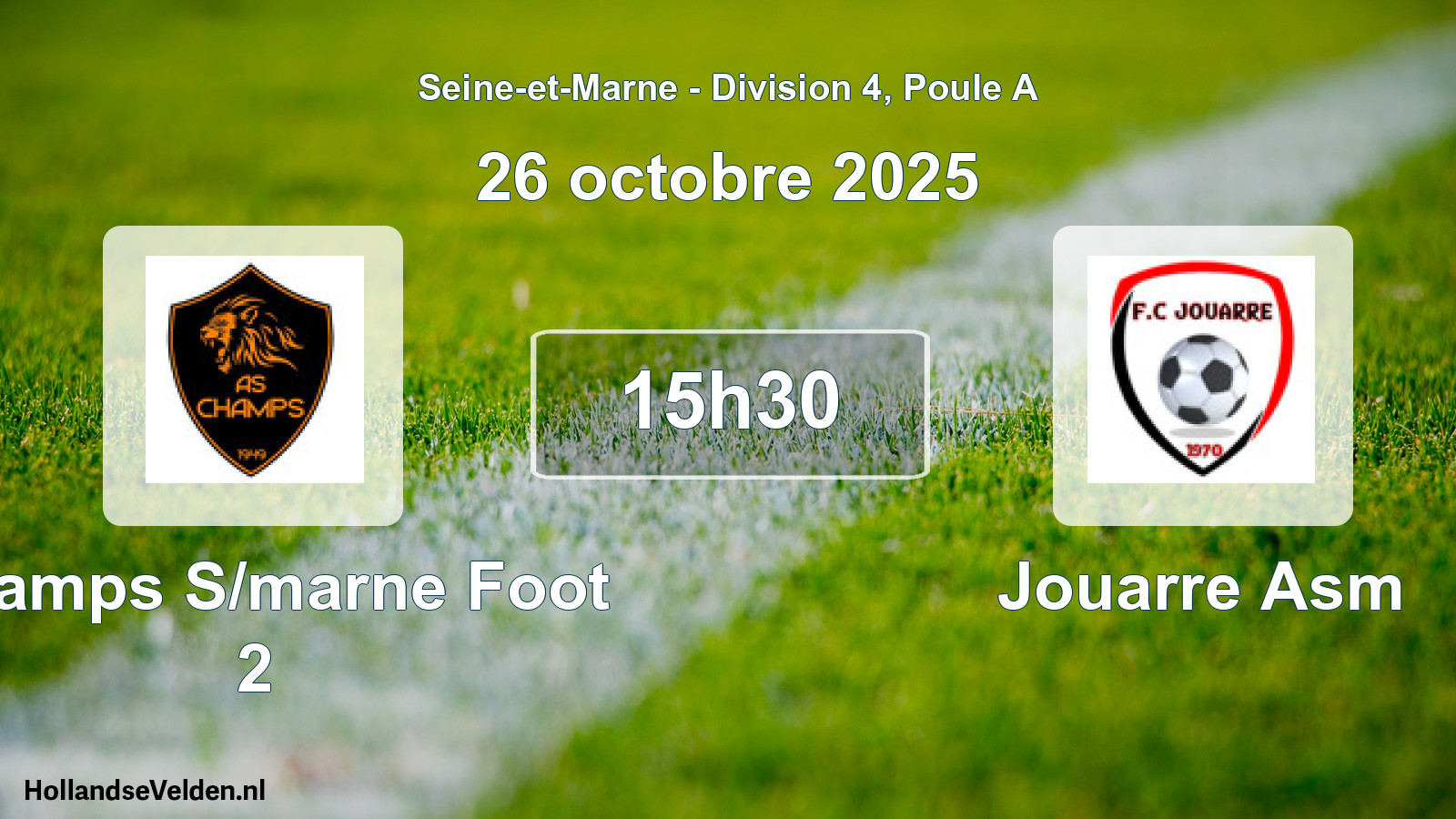 Geplande wedstrijd: Champs S/marne Foot 2 - Jouarre Asm (26 oktober 2025)