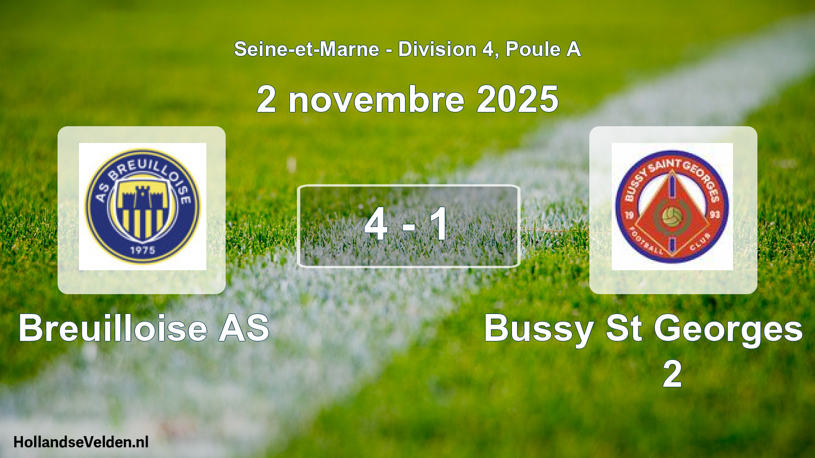 Match joué: Breuilloise AS - Bussy St Georges FC 2 4 - 1 (2 novembre 2025)