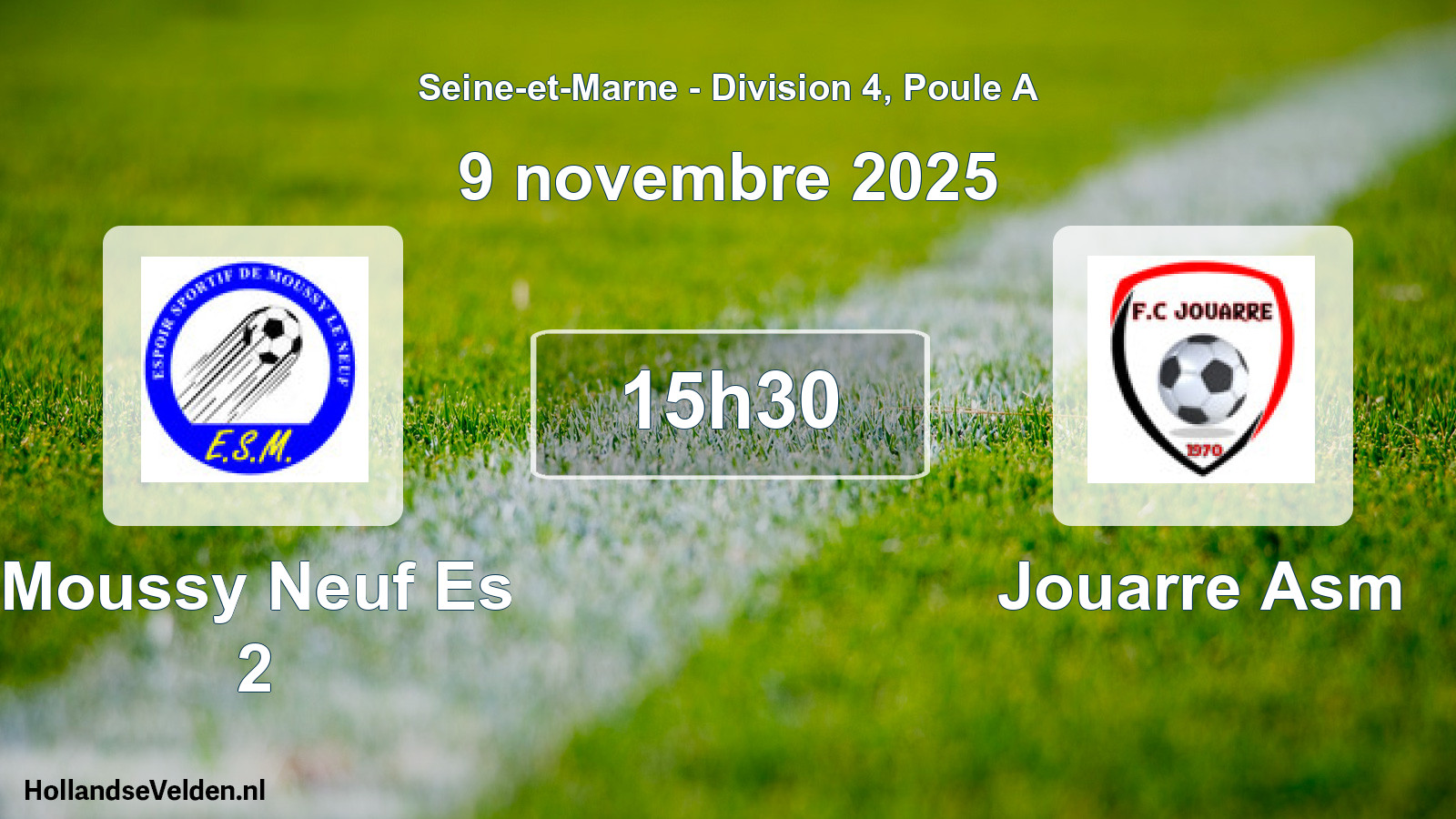 Match programmé: Moussy Neuf Es 2 - Jouarre Asm (9 novembre 2025)