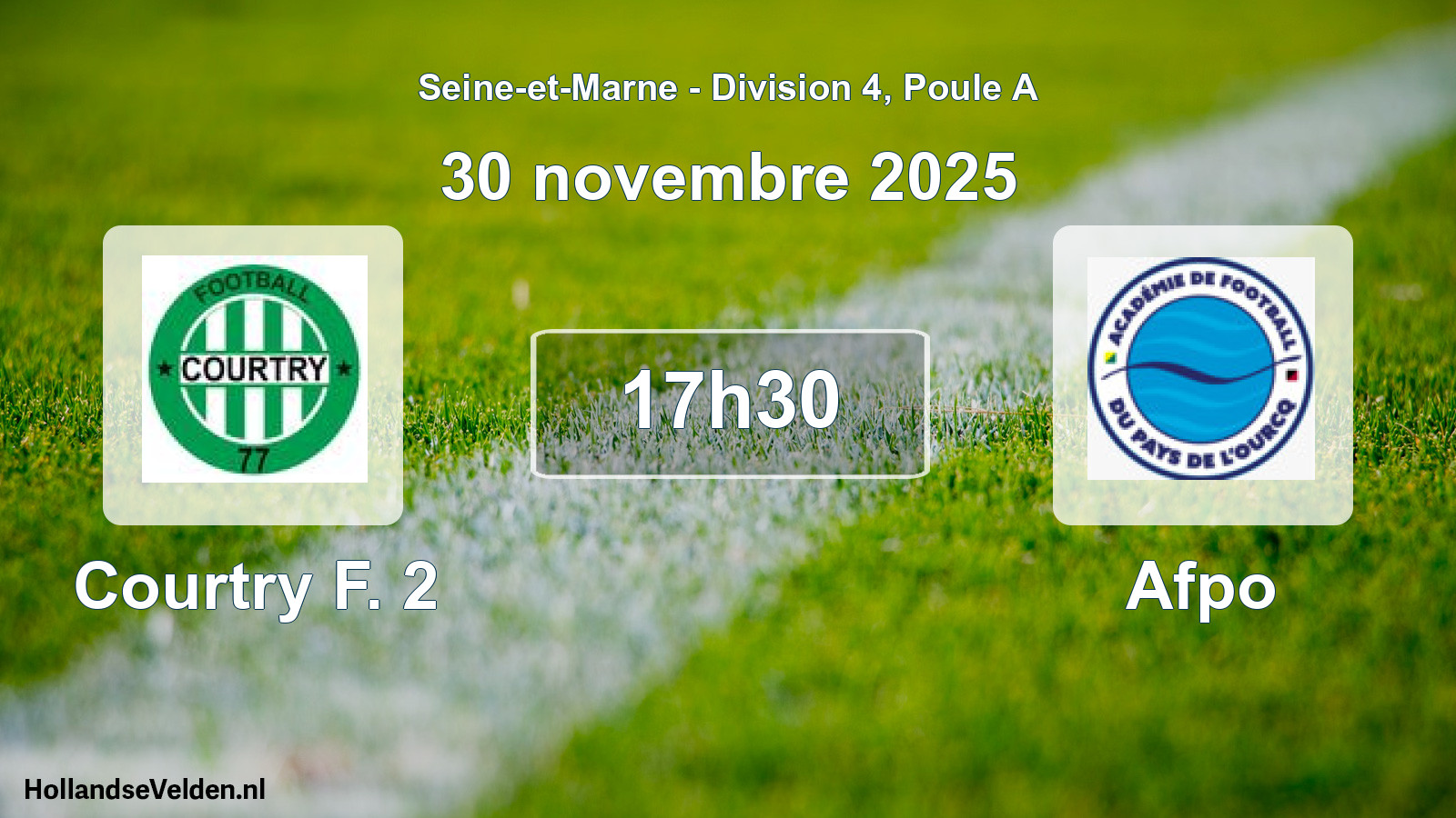 Match programmé: Courtry F. 2 - Afpo (30 novembre 2025)