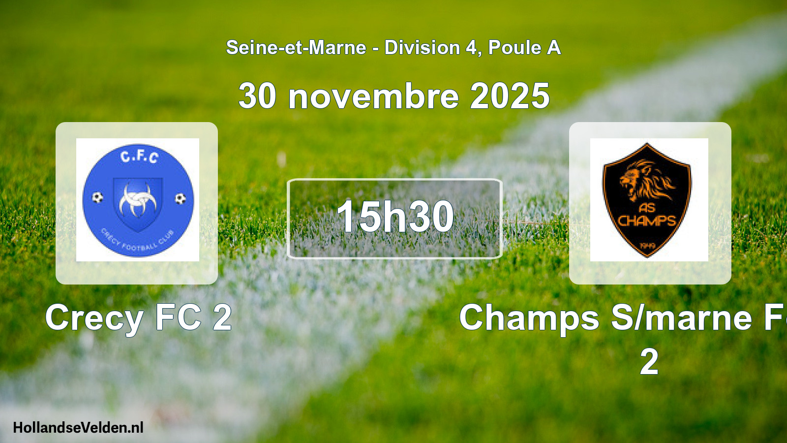 Geplande wedstrijd: Crecy FC 2 - Champs S/marne Foot 2 (30 november 2025)