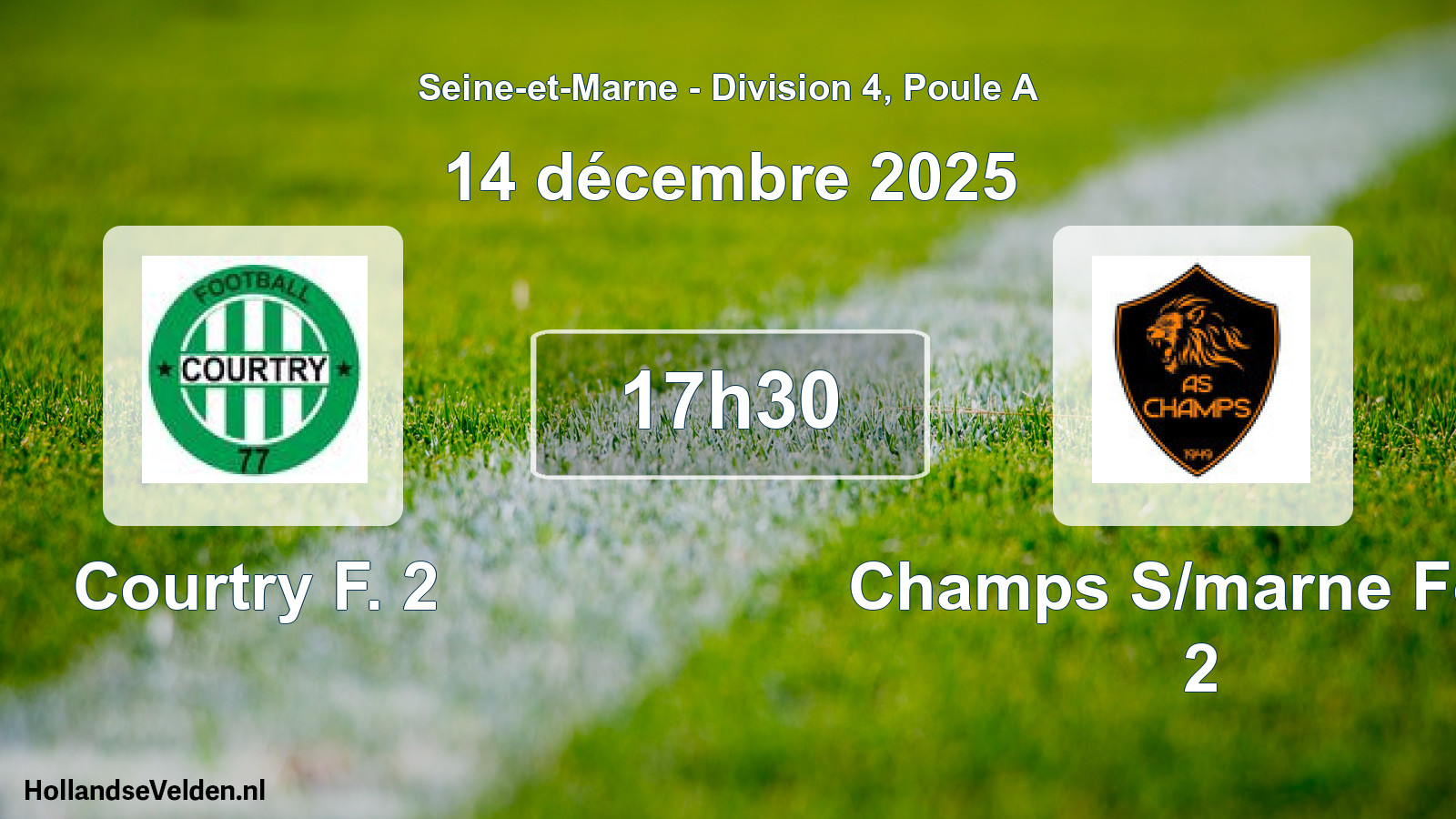 Match programmé: Courtry F. 2 - Champs S/marne Foot 2 (14 décembre 2025)