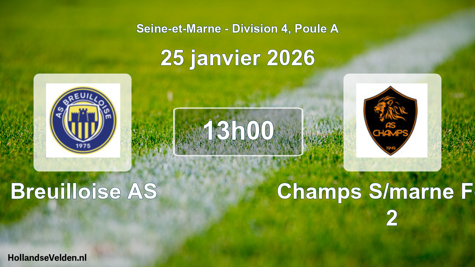 Match programmé: Breuilloise AS - Champs S/marne Foot 2 (25 janvier 2026)