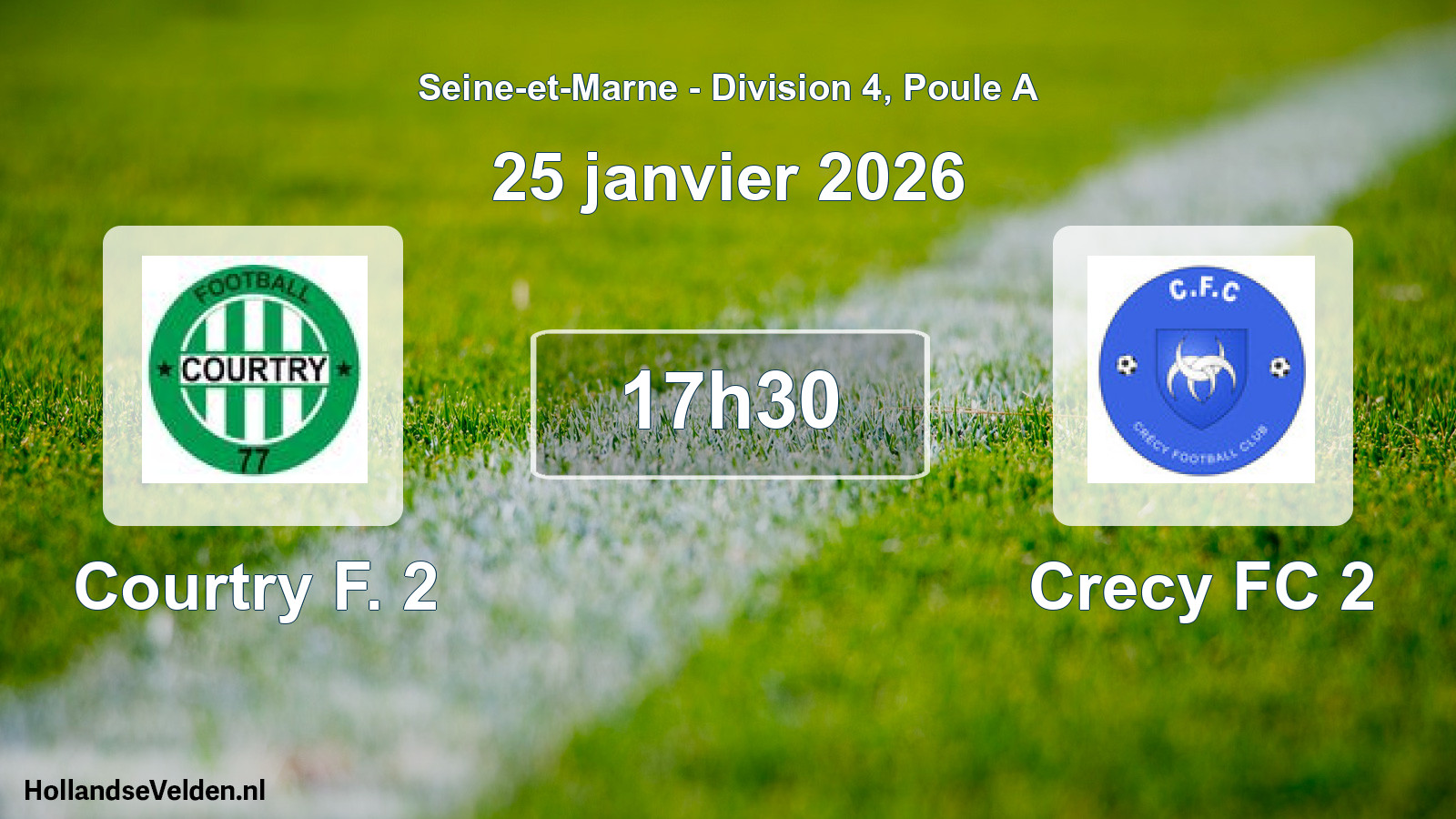 Match programmé: Courtry F. 2 - Crecy FC 2 (25 janvier 2026)
