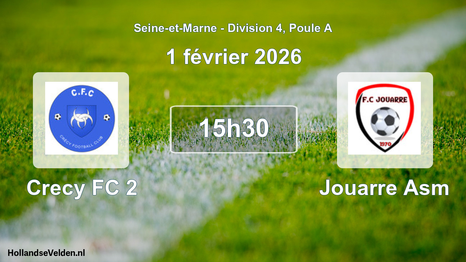 Match programmé: Crecy FC 2 - Jouarre Asm (1 février 2026)