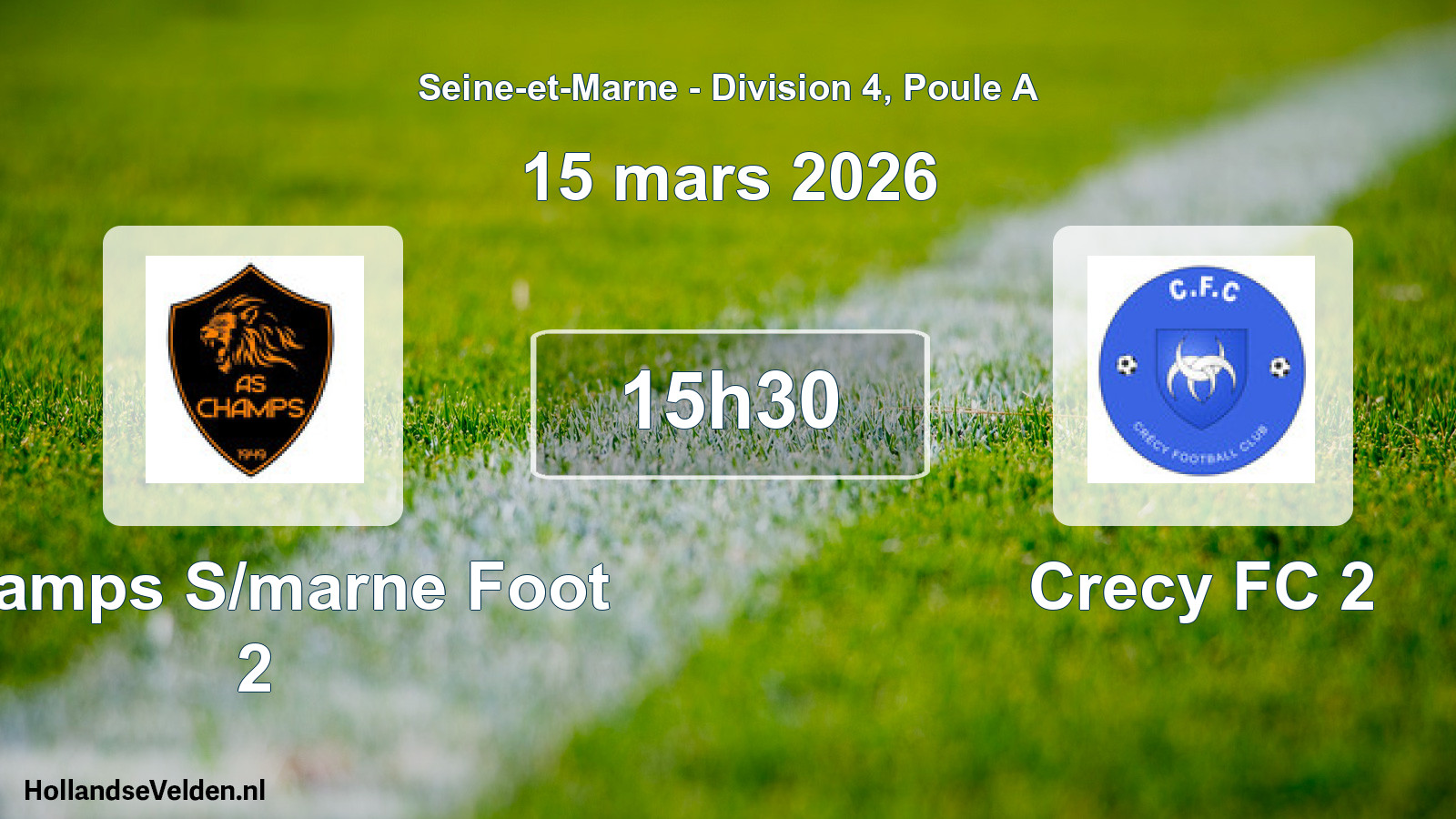 Match programmé: Champs S/marne Foot 2 - Crecy FC 2 (15 mars 2026)