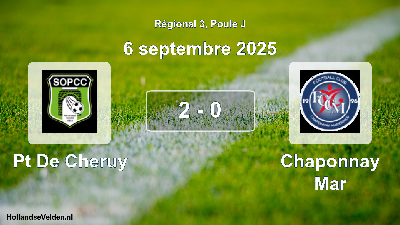 Gespeelde wedstrijd: Pt De Cheruy - Chaponnay Mar 2 - 0 (6 septembre 2025)