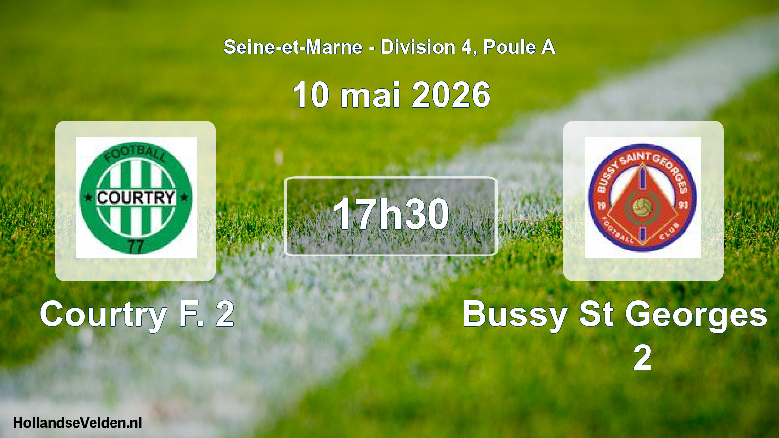 Match programmé: Courtry F. 2 - Bussy St Georges FC 2 (10 mai 2026)