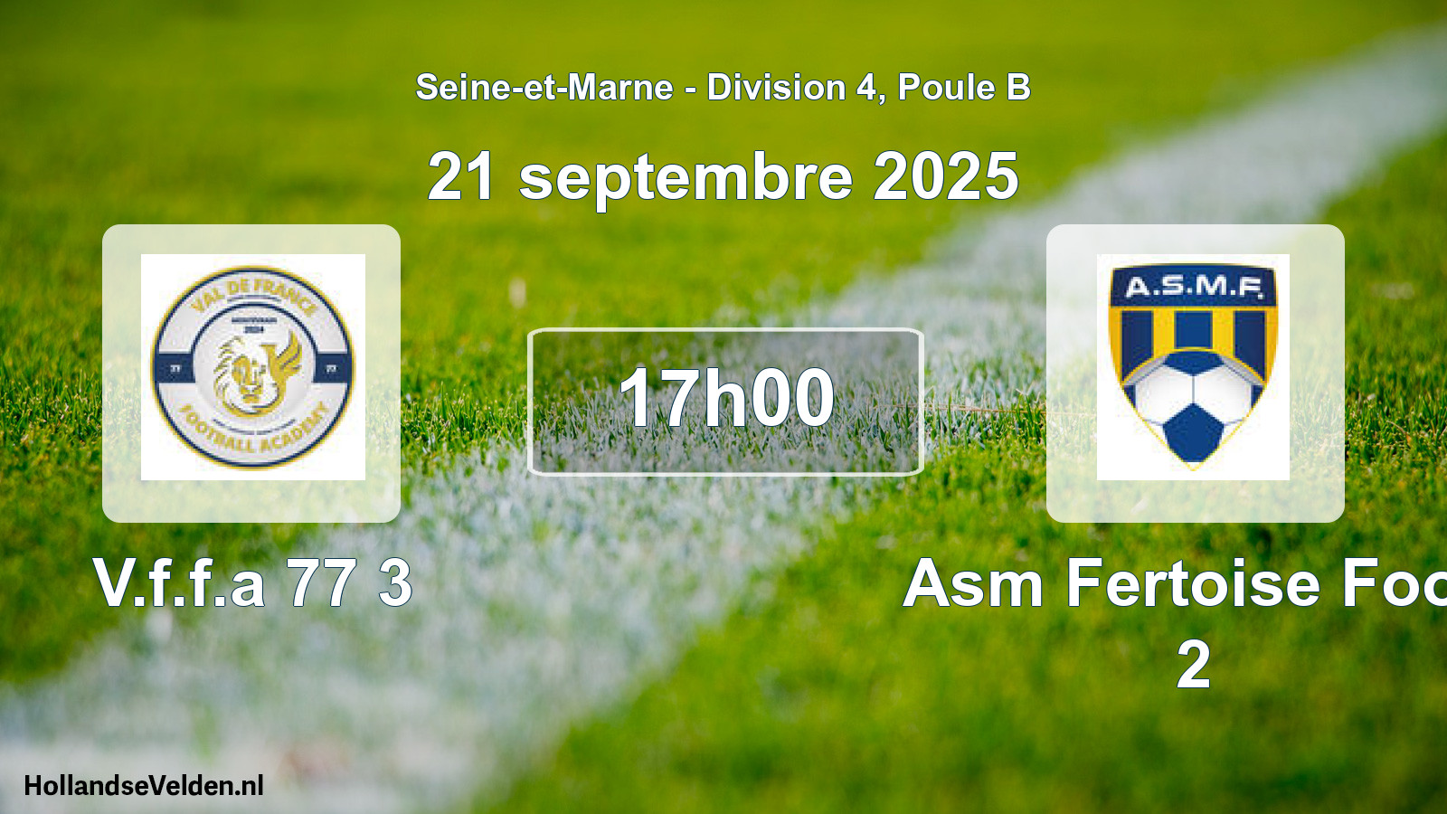 Match programmé: V.f.f.a 77 3 - Asm Fertoise Foot 2 (21 septembre 2025)