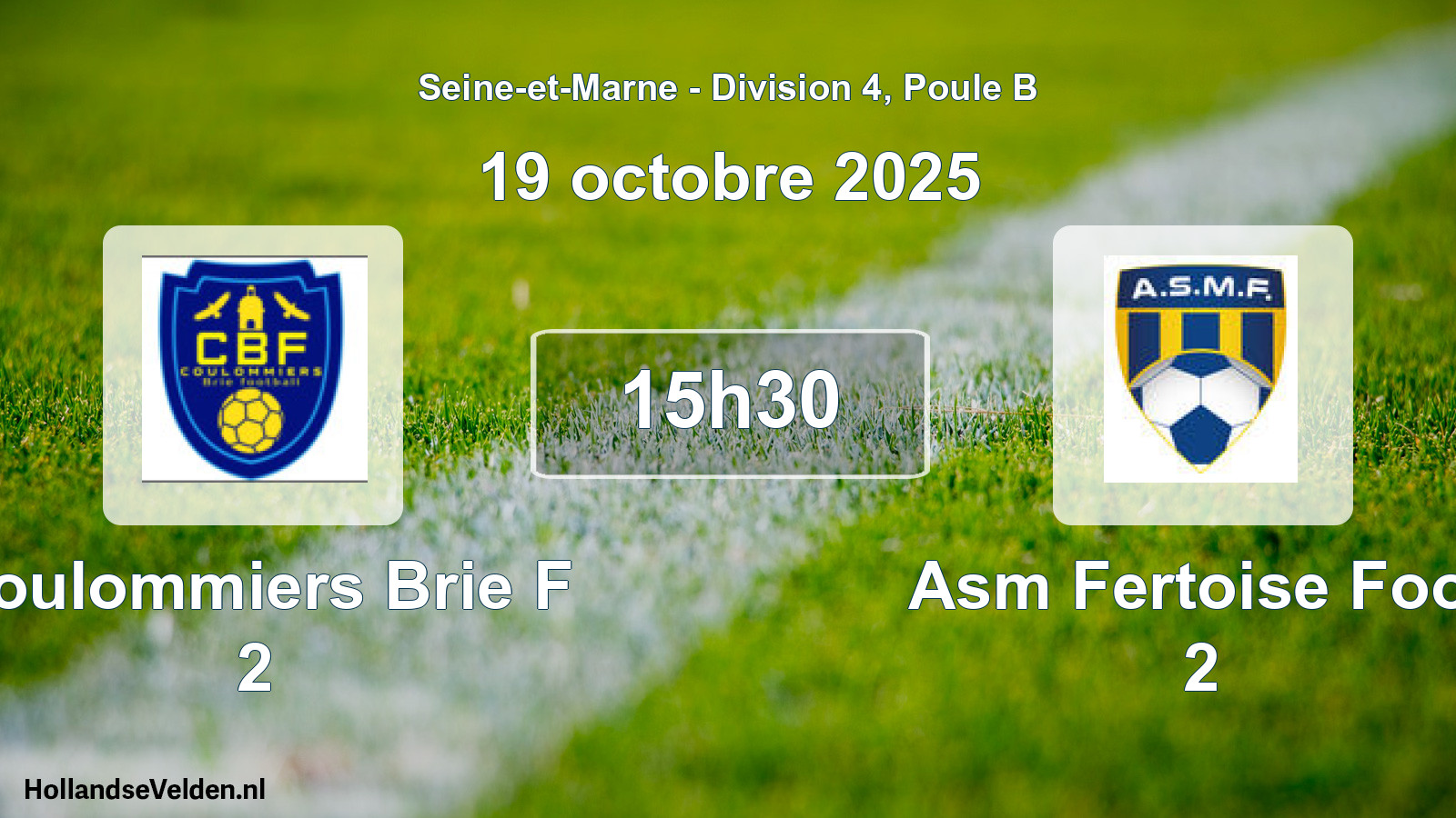 Geplande wedstrijd: Coulommiers Brie F 2 - Asm Fertoise Foot 2 (19 oktober 2025)