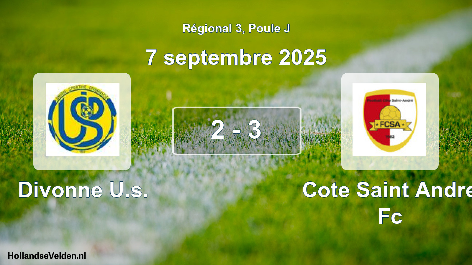 Gespeelde wedstrijd: Divonne U.s. - Cote Saint Andre Fc 2 - 3 (7 septembre 2025)