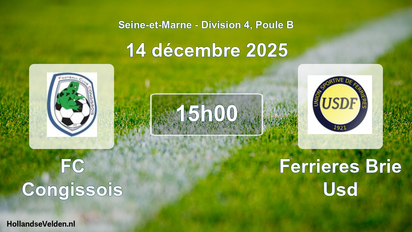 Match programmé: FC Congissois - Ferrieres Brie Usd (14 décembre 2025)