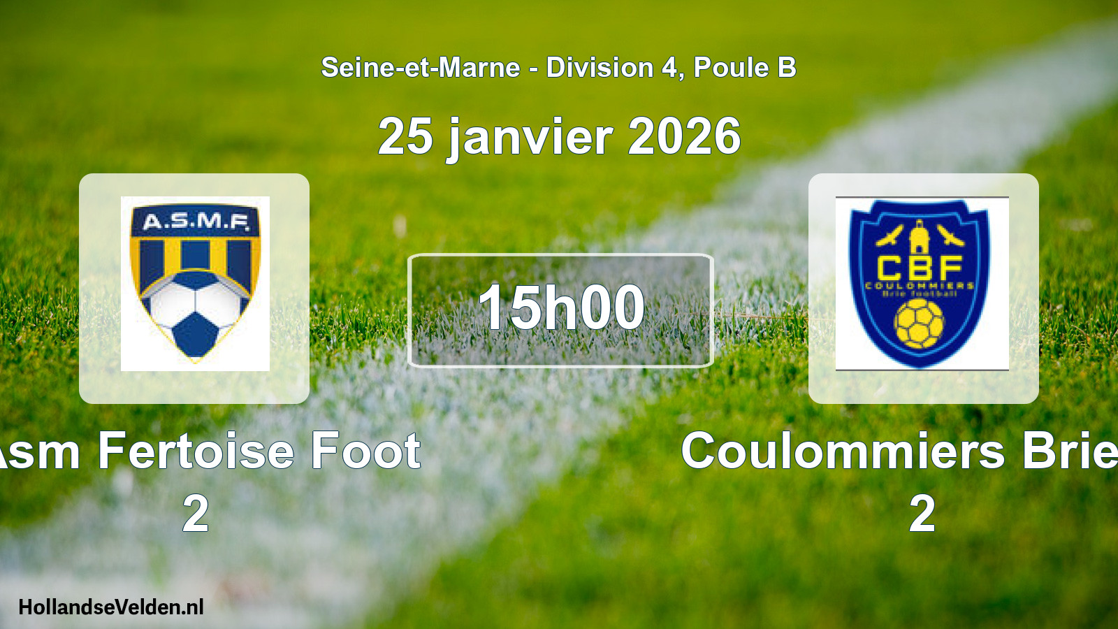 Match programmé: Asm Fertoise Foot 2 - Coulommiers Brie F 2 (25 janvier 2026)