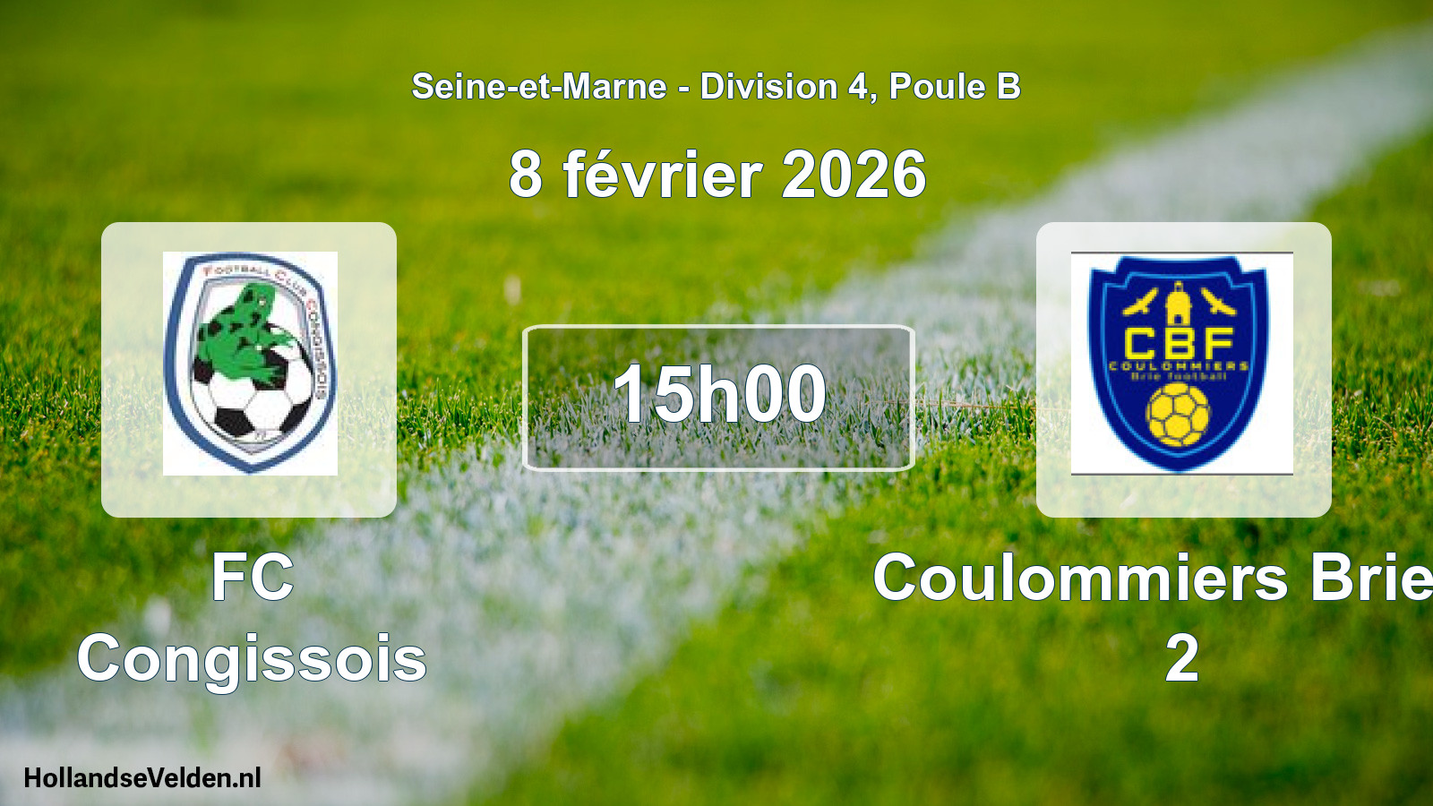 Match programmé: FC Congissois - Coulommiers Brie F 2 (8 février 2026)
