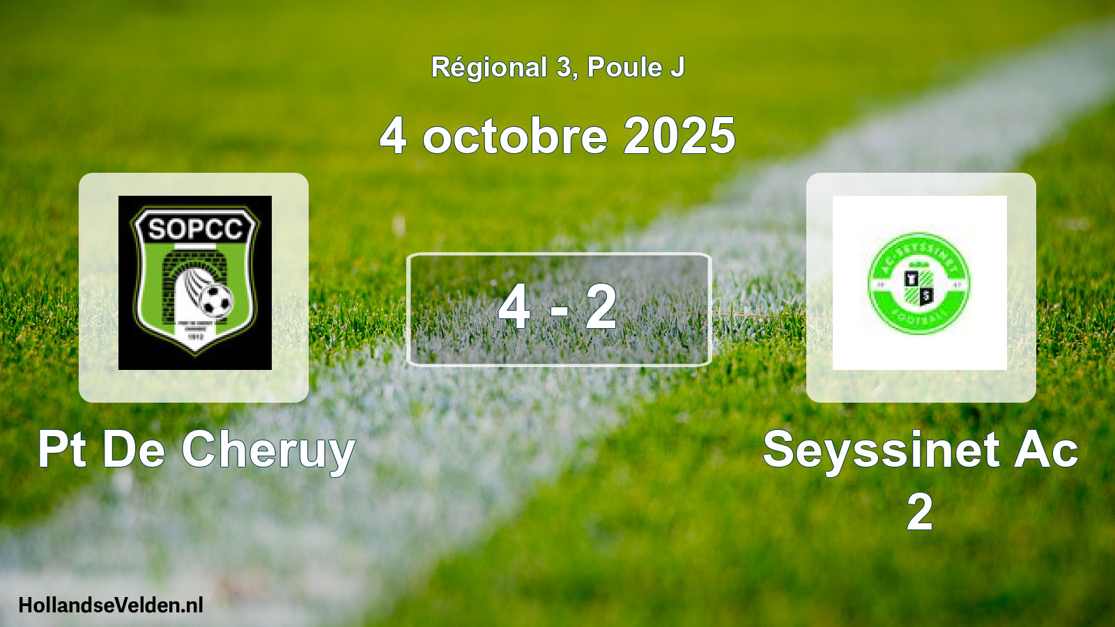Total number of matches played: Pt De Cheruy - Seyssinet Ac 2 4 - 2 (4 October 2025)