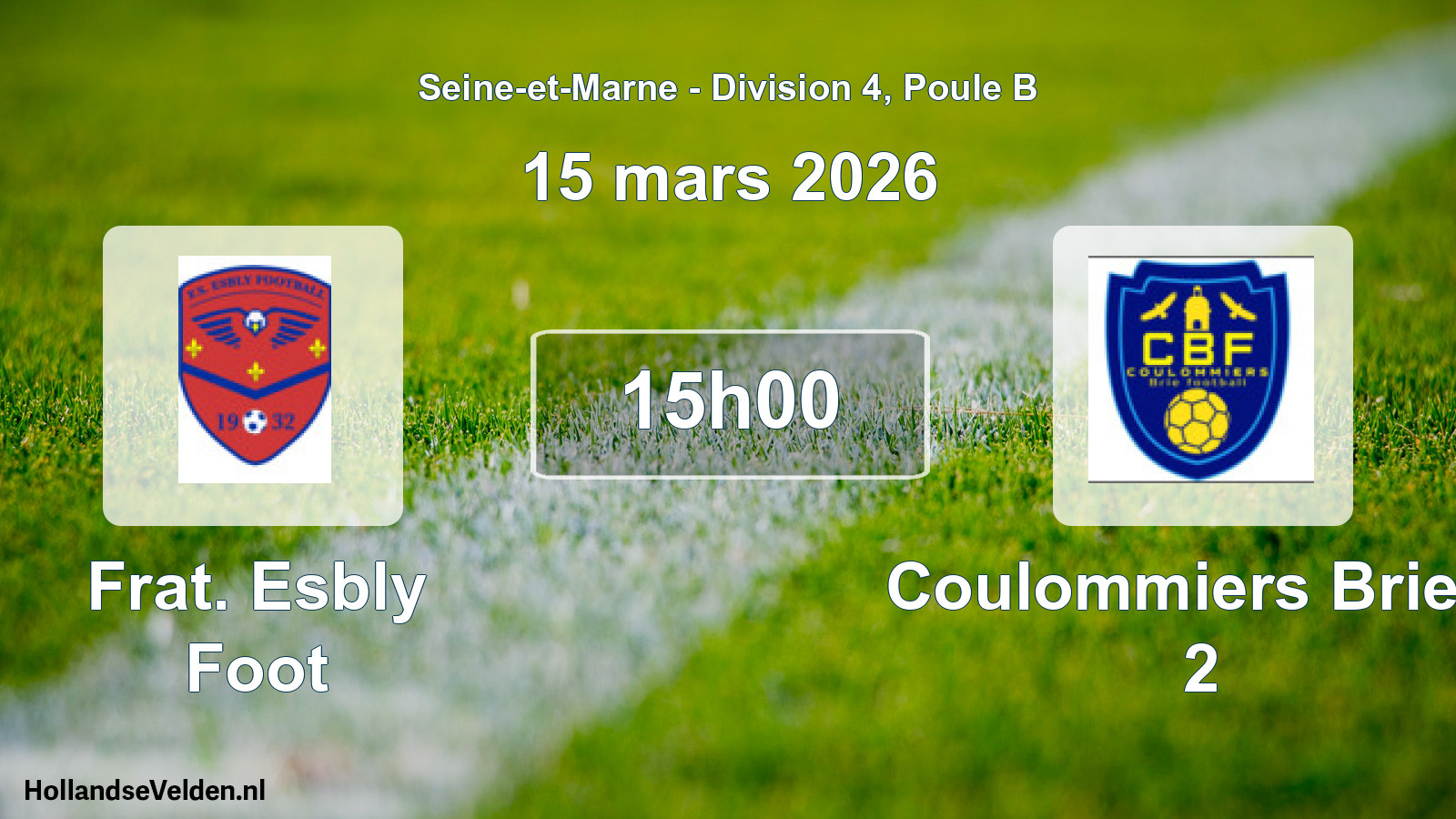 Geplande wedstrijd: Frat. Esbly Foot - Coulommiers Brie F 2 (15 maart 2026)