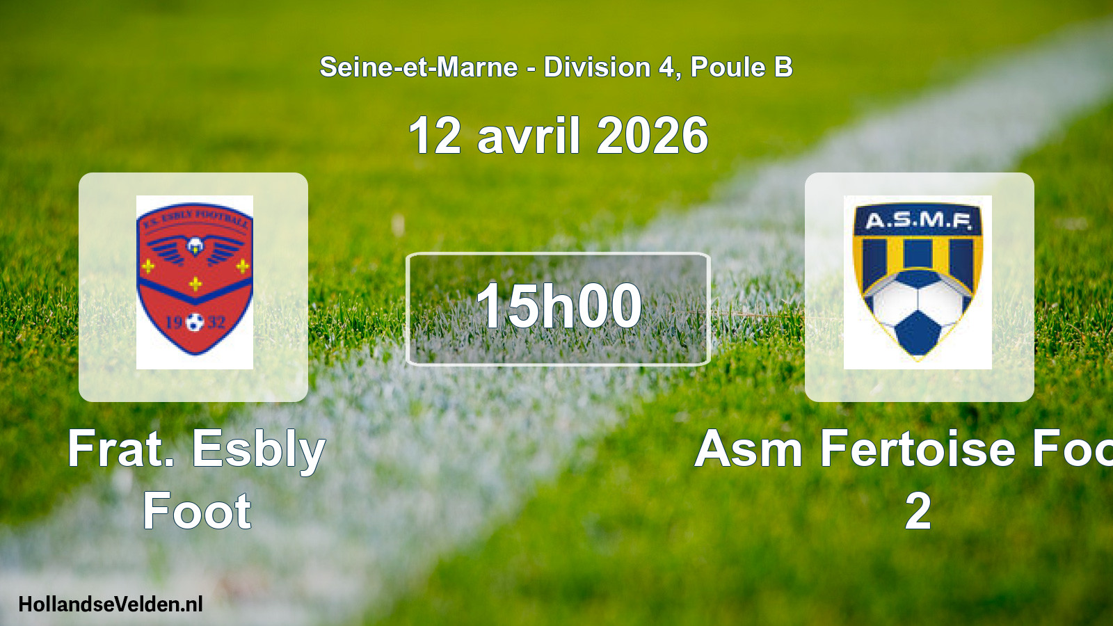 Match programmé: Frat. Esbly Foot - Asm Fertoise Foot 2 (12 avril 2026)