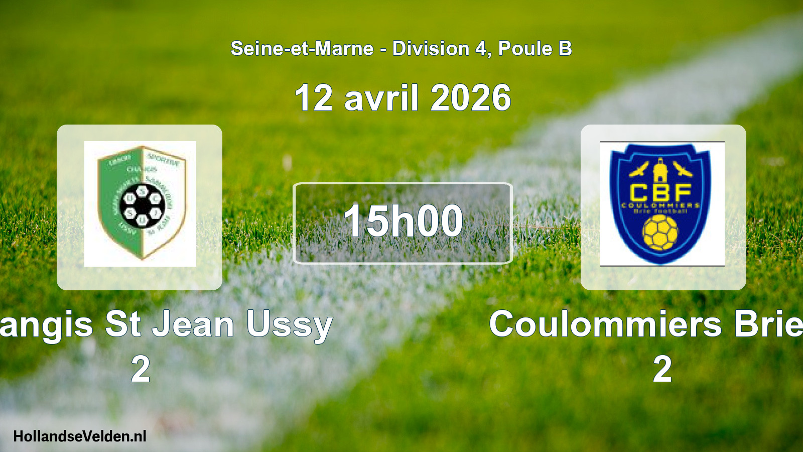 Match programmé: Changis St Jean Ussy 2 - Coulommiers Brie F 2 (12 avril 2026)