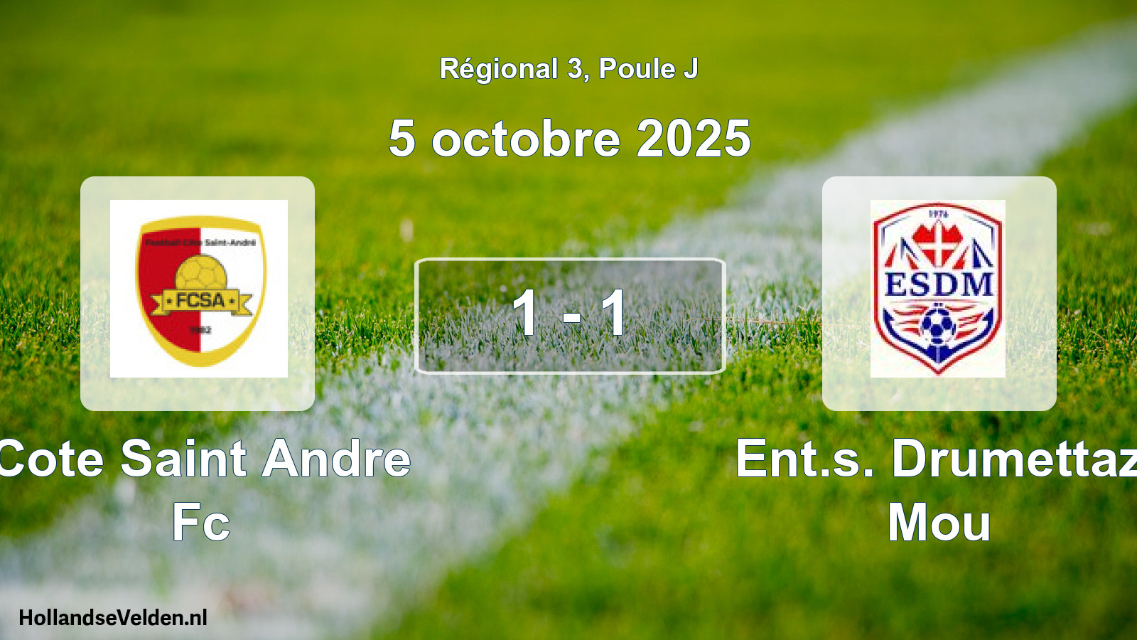 Gespeelde wedstrijd: Cote Saint Andre Fc - Ent.s. Drumettaz Mou 1 - 1 (5 oktober 2025)
