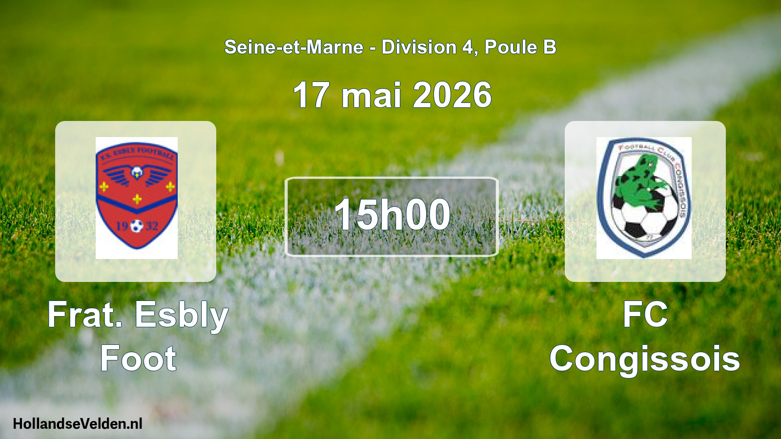Match programmé: Frat. Esbly Foot - FC Congissois (17 mai 2026)